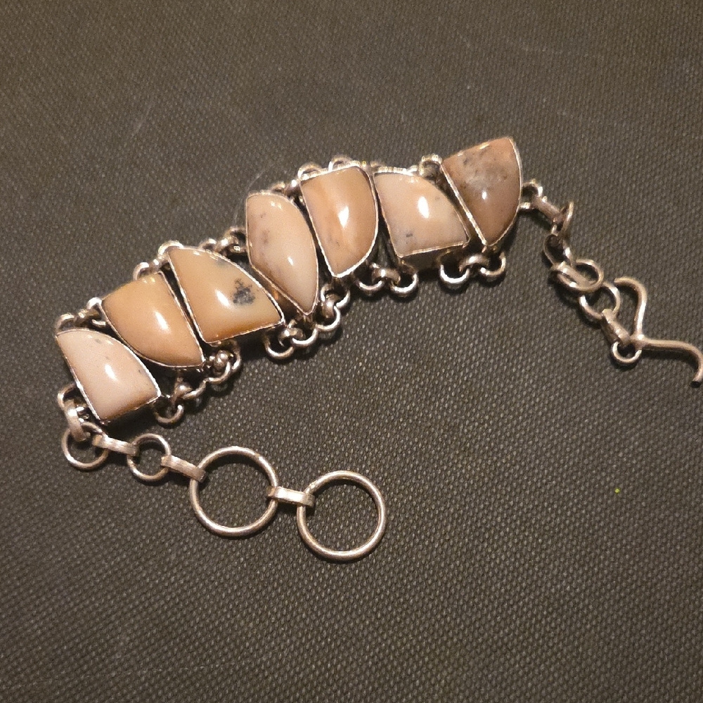 925 Silver Pink Opal Bracelet